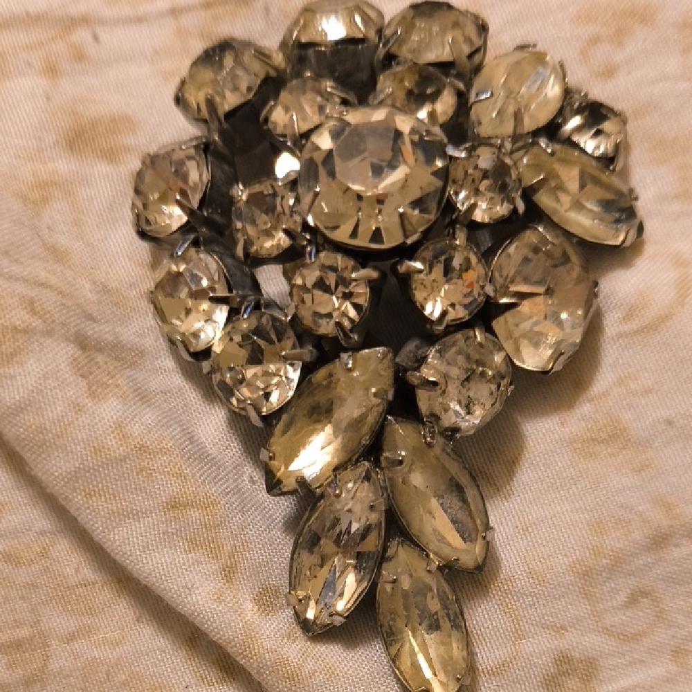 Elegant Silver Crystal Brooch